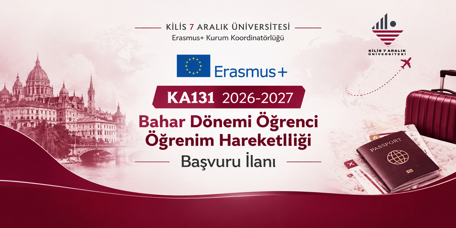 Erasmus+ KA131 2026-2027 Bahar Dönemi Öğrenci Öğrenim Hareketliliği Başvuruları Başlıyor